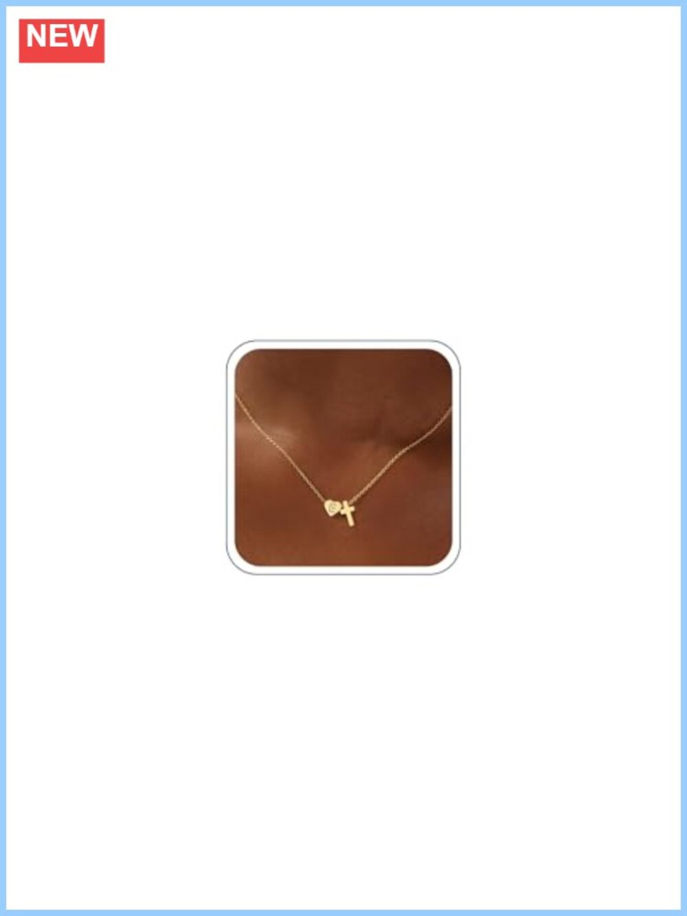 14K Gold Plated Initial Heart Cross Pendant Necklace Dainty Christian Gift